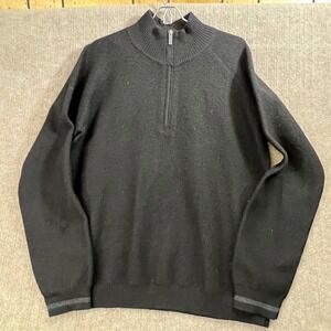 Smartwool Mens Black Merino Wool 1/4‎ Zip Pullover Sweater Large L READ